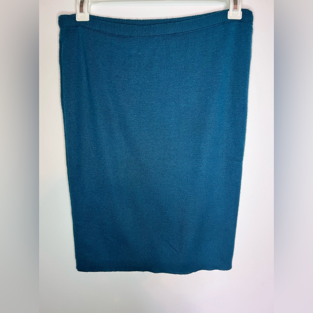 Vintage Rodier Teal New Wool Pencil Skirt Made in France Dark Academia